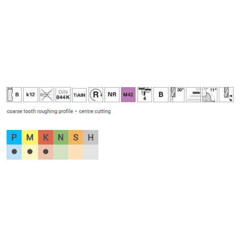 Roughing End Mill 4F HSSCo Cobalt Coated, 54816 Detaails